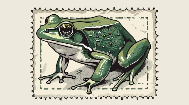 Vecteur marque postale avec illustration vectorielle de grenouille