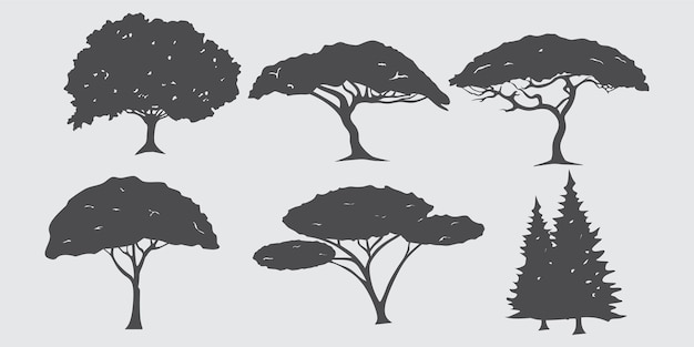 Vecteur silhouette d'arbre. élément vectoriel pour l'illustration du thème de la nature.