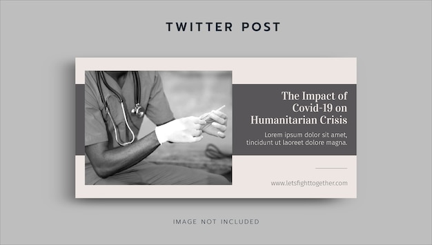 Publicación de twitter de crisis humanitaria minimalista