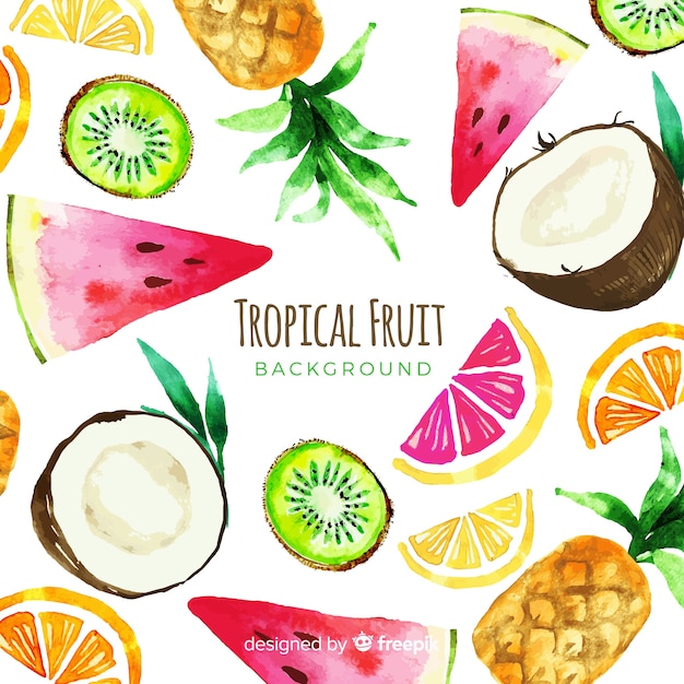 Vettore gratuito acquerello sfondo di frutti tropicali