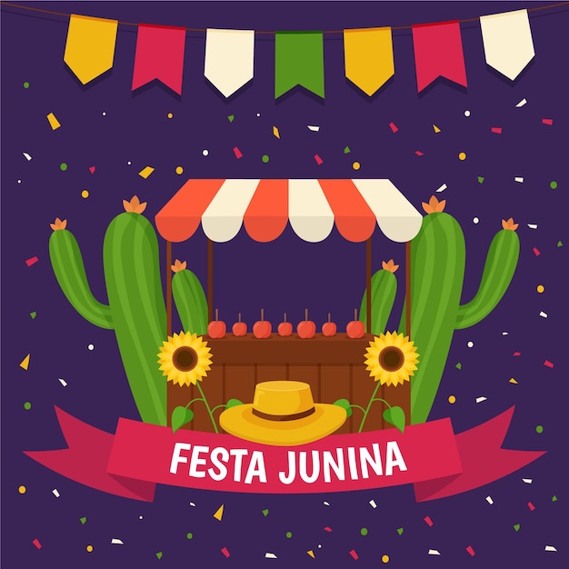 Vettore gratuito concetto di design piatto festa junina