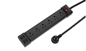 Wall Mountable USB Surge Protector Power Strip with USB Ports 6 Outlet Plugs