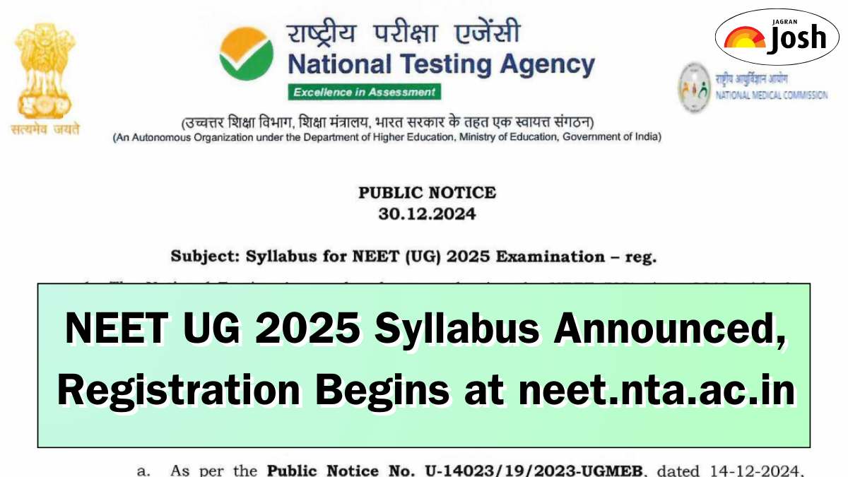 NEET UG 2025 Syllabus Announced: Registration to Begin at neet.nta.ac.in, Check Updates Here