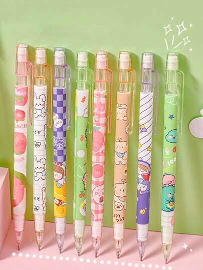 0.5mm Mechanical Pencil With Eraser, Without Refill, Cute Writing Instrument For Students, Children, School And Office Writing Tool(Random Style)