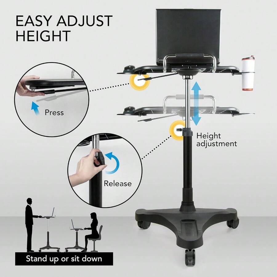 Mobile Standing Carts On Wheels, Pneumatic, Height Adjustable Rolling ...