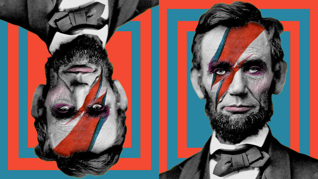 Photo illustration of Abraham Lincoln with Ziggy Stardust treatment