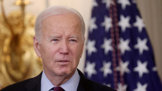 President Joe Biden holds an event in the State Dining Room at the White House