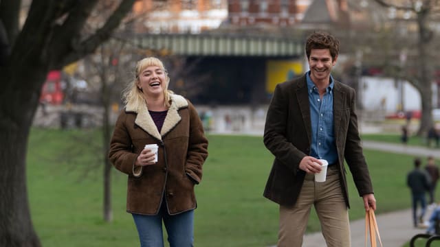 A still from We Live in Time featuring Andrew Garfield and Florence Pugh.