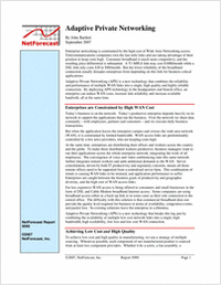 Adaptive Private Networking: Achieving Low Cost, High Bandwidth and Highly Reliable WANs