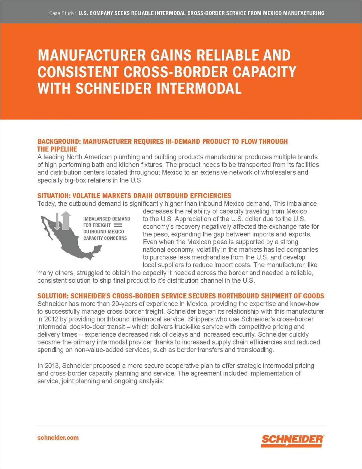 Manufacturer Gains Reliable and Consistent Cross-border Capacity with Intermodal Transportation