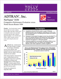 Facts on Multiservice Access Router Performance - ADTRAN Outperforms Nortel in Tolly Group Tests