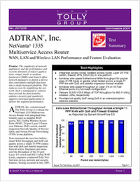 WAN, LAN & Wireless LAN Performance & Feature Evaluation by the Tolly Group