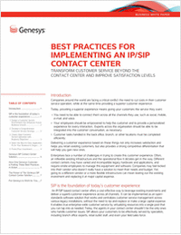 Best Practices for Implementing an IP/SIP Contact Center