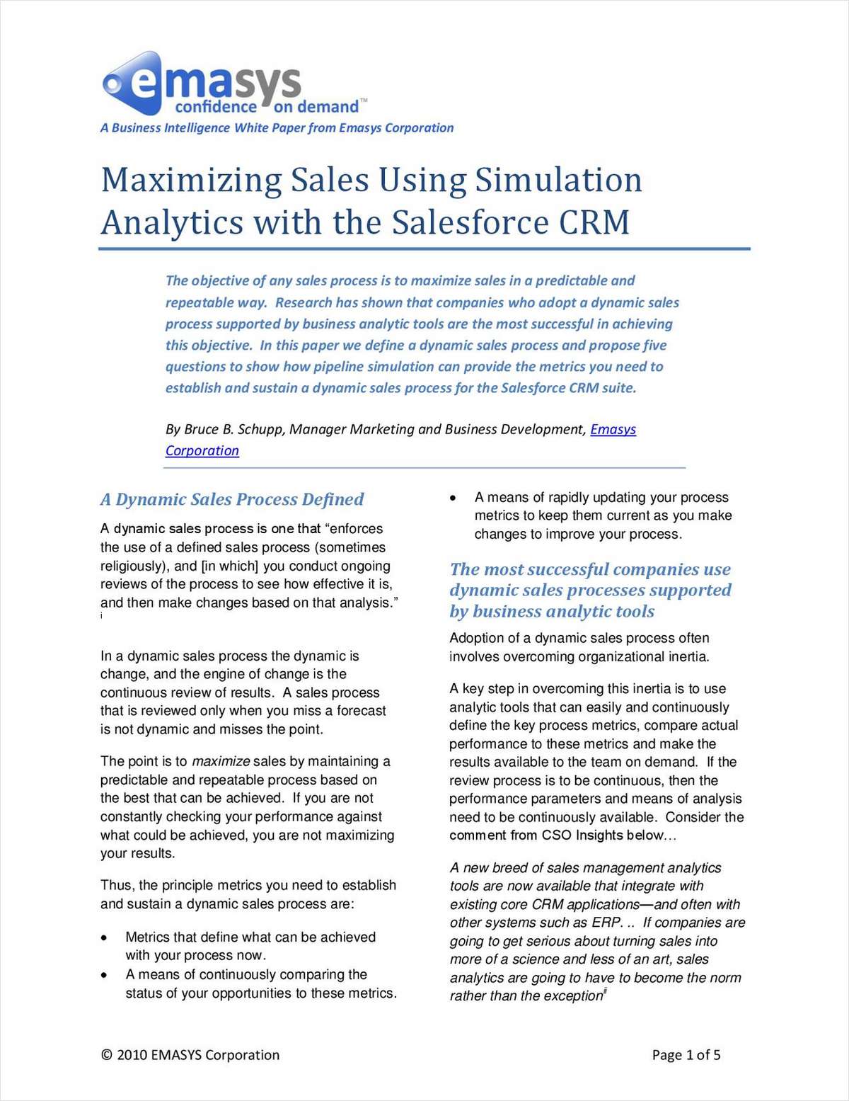 Maximizing Sales Using Simulation Analytics with Salesforce.com