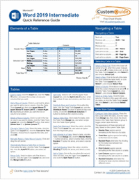 Microsoft Word 2019 Intermediate- Free Reference Card