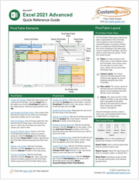 Microsoft Excel 2021 Advanced - Quick Reference Guide