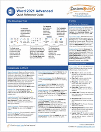 Microsoft Word 2021 Advanced -- Free Reference Card