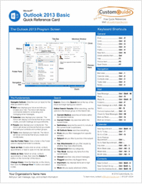 Microsoft Outlook 2013 Basic -- Free Quick Reference Card