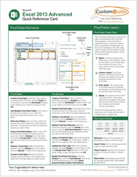 Microsoft Excel 2013 Advanced - Quick Reference Guide