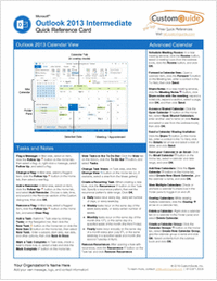 Microsoft Outlook 2013 Intermediate - Quick Reference Guide