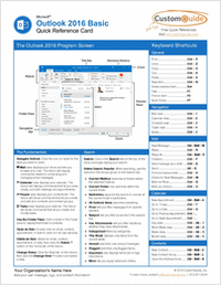 Microsoft Outlook 2016 Basic - Quick Reference Card