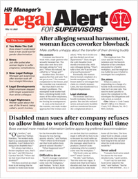 HR Manager's Legal Alert for Supervisors Newsletter: May 13 Edition