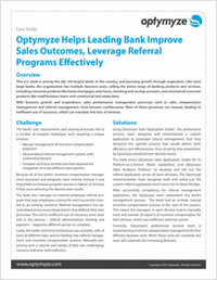 Optymyze Helps Leading Bank Improve Sales Outcomes, Leverage Referral Programs Effectively