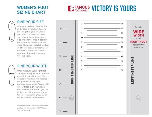 WIDE WOMEN'S FOOT SIZING CHART - Famous Footwear