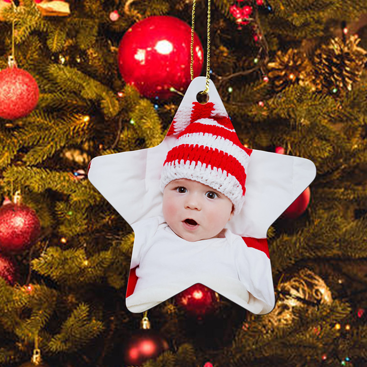 Custom Aluminum Star Photo Christmas Ornament