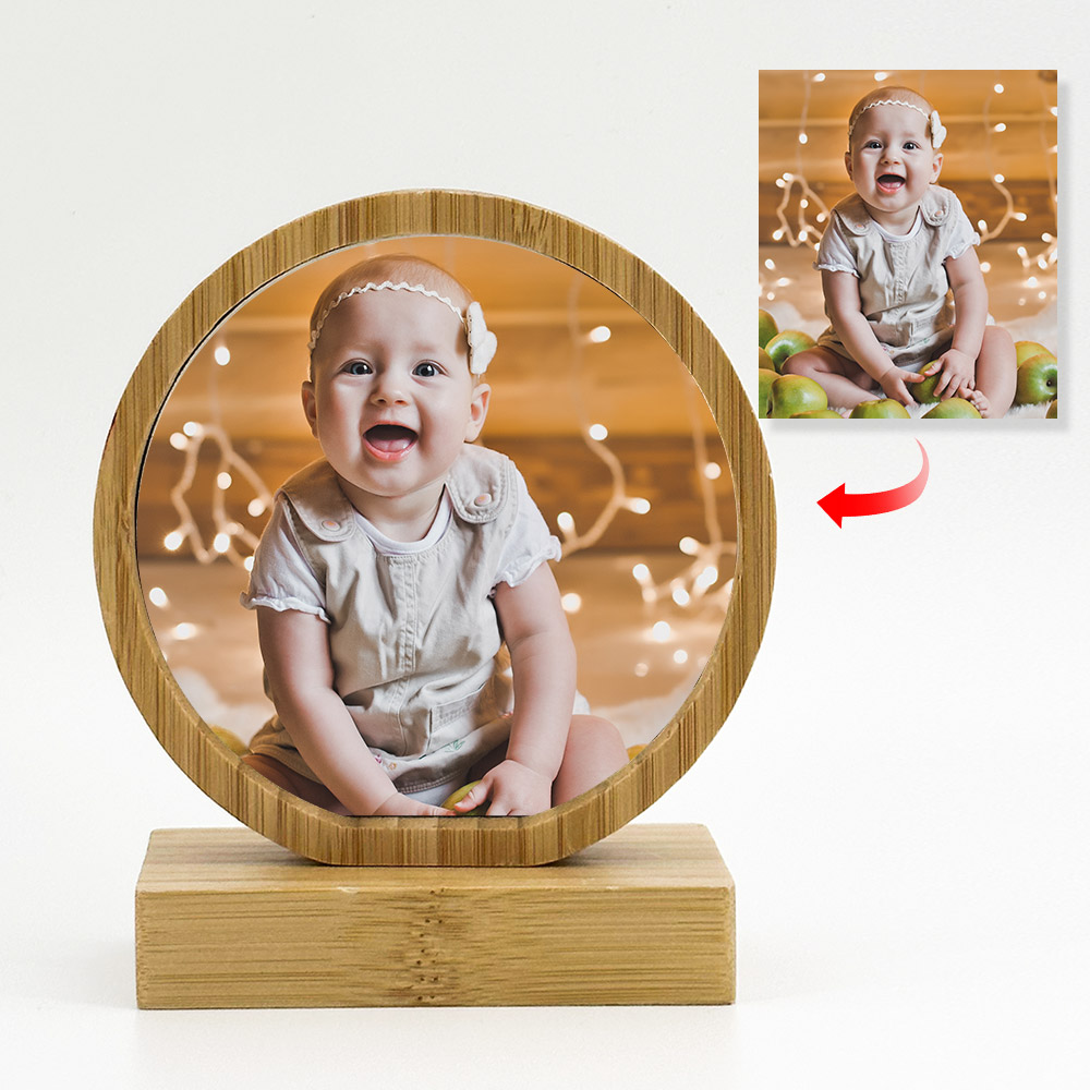 Personalized Photo Frame,Custom Photo Tabletop Picture Frame,Magnetic base with 360 rotation,Gifts for Wedding,Birthday,Valentine's Day,Christmas