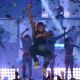 Singer/songwriter Usher jumps as he performs onstage during the 2014 iHeartRadio Music Festival at the MGM Grand Garden Arena on September 19, 2014 in Las Vegas, Nevada