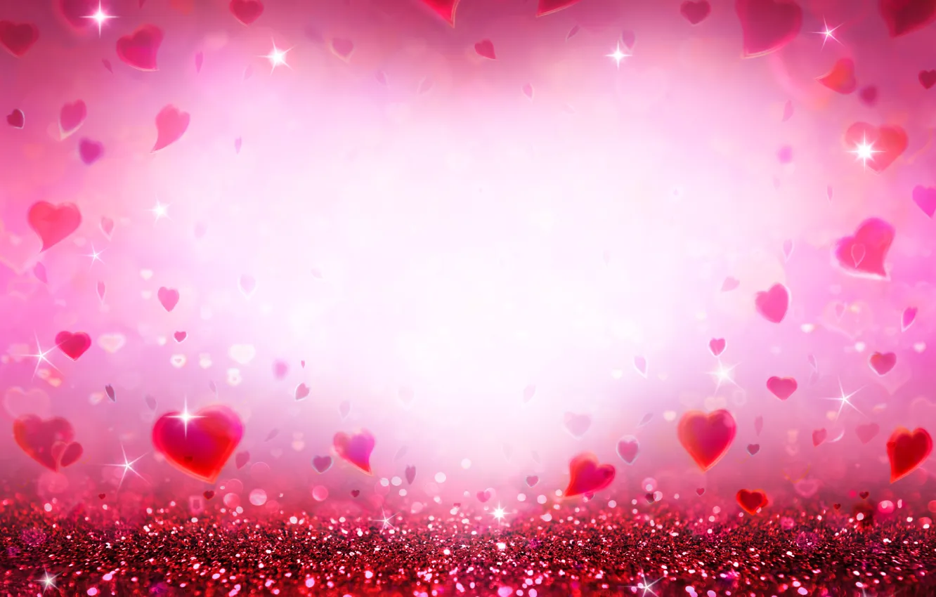 Wallpaper sequins, hearts, love, pink, romantic, hearts, bokeh, glitter  images for desktop, section абстракции - download