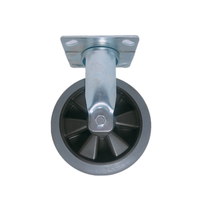 Threaded Stem Bolt Hole Solid Stem Top Plate 150 mm 300 KG Capacity Mid Heavy Duty Elastic TPR Swivel Trolley Caster Wheel