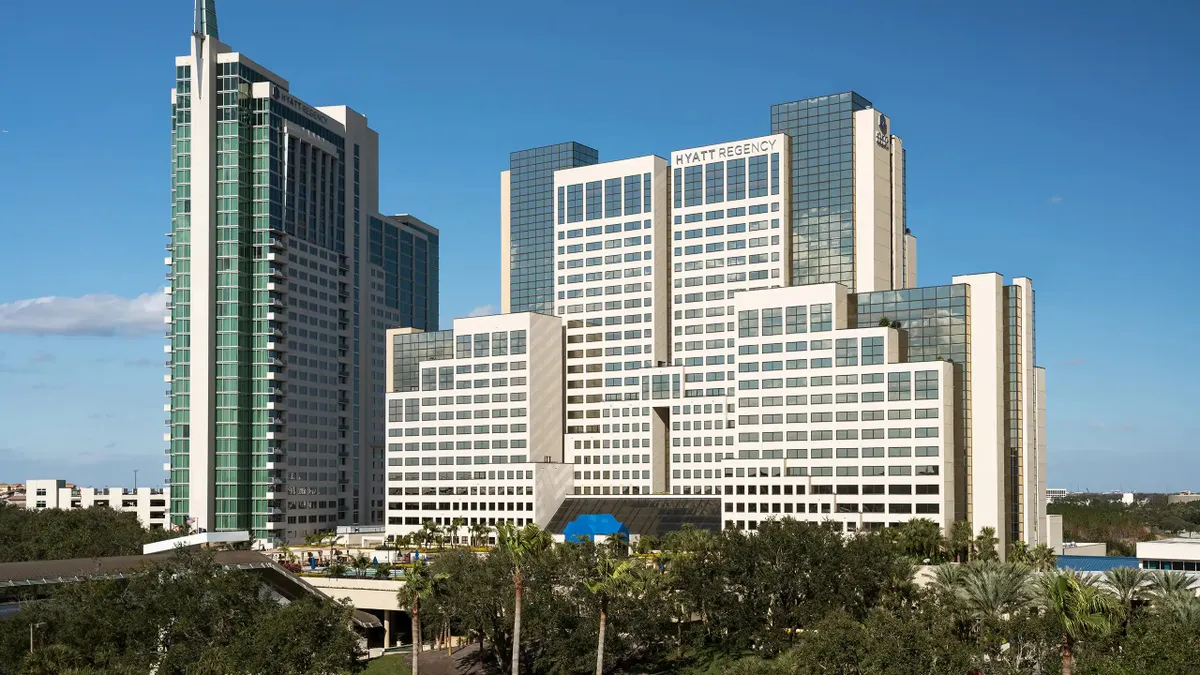 The exterior of the Hyatt Regency Orlando.