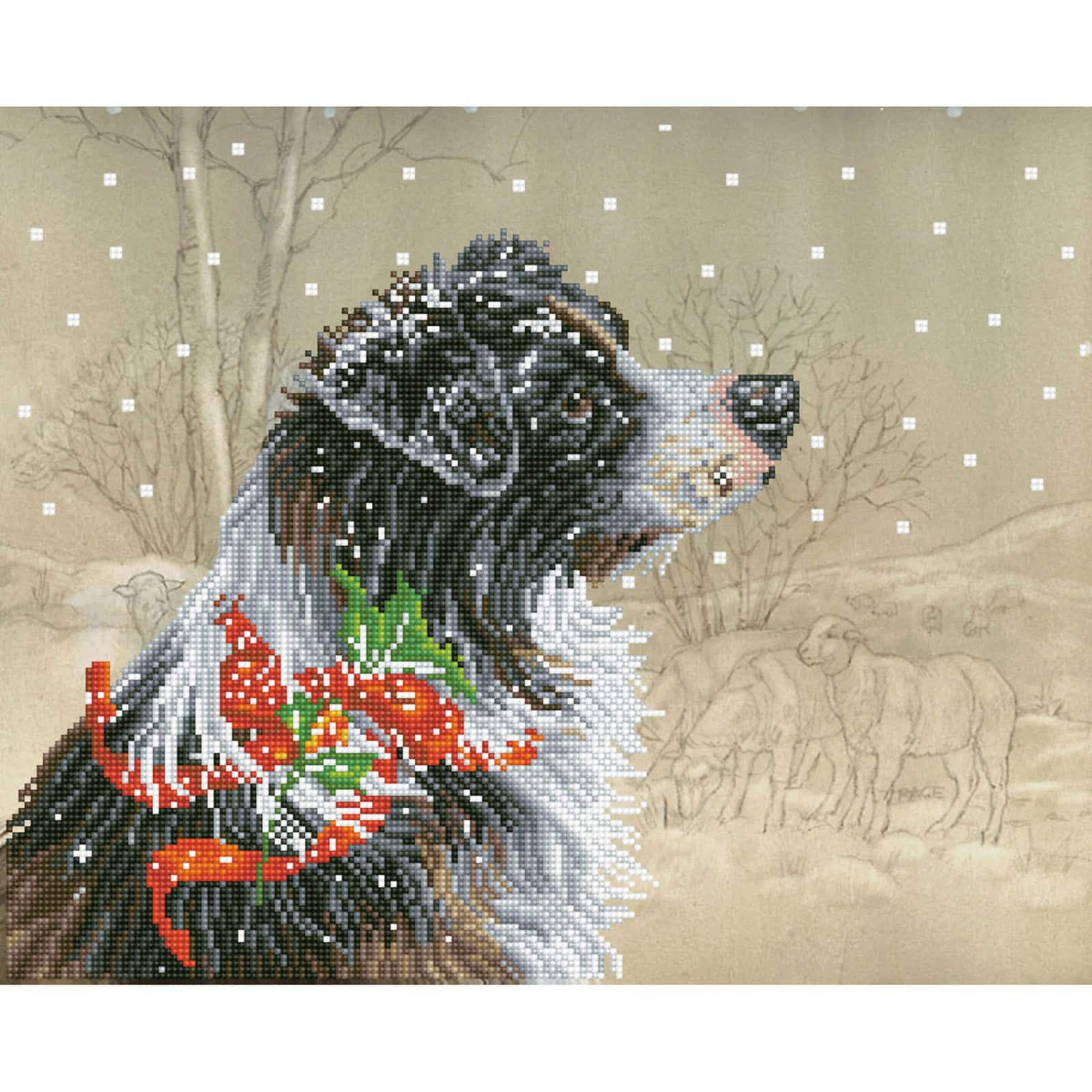 Diamond Dotz&#xAE; Intermediate Christmas Collie Diamond Painting Kit