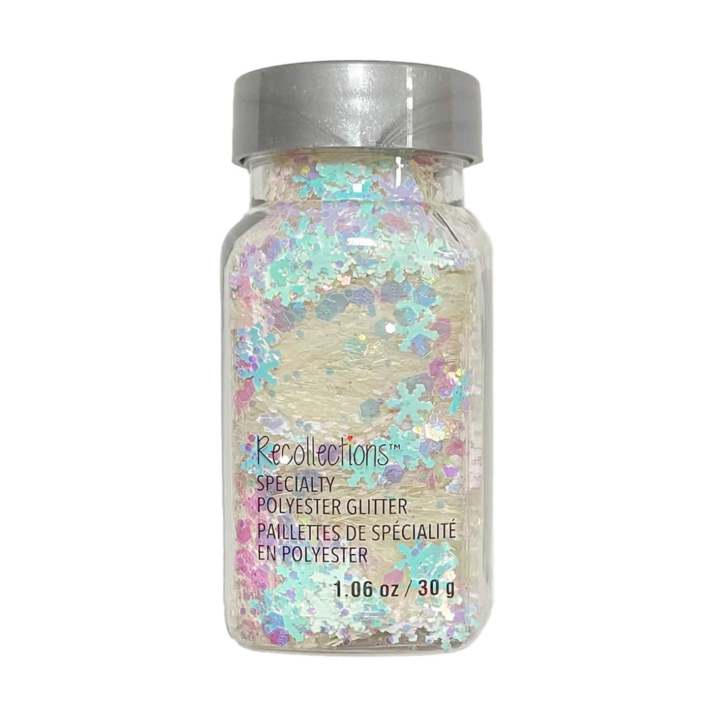 Specialty Polyester Glitter White Iridescent Snowflakes by Recollections&#x2122;