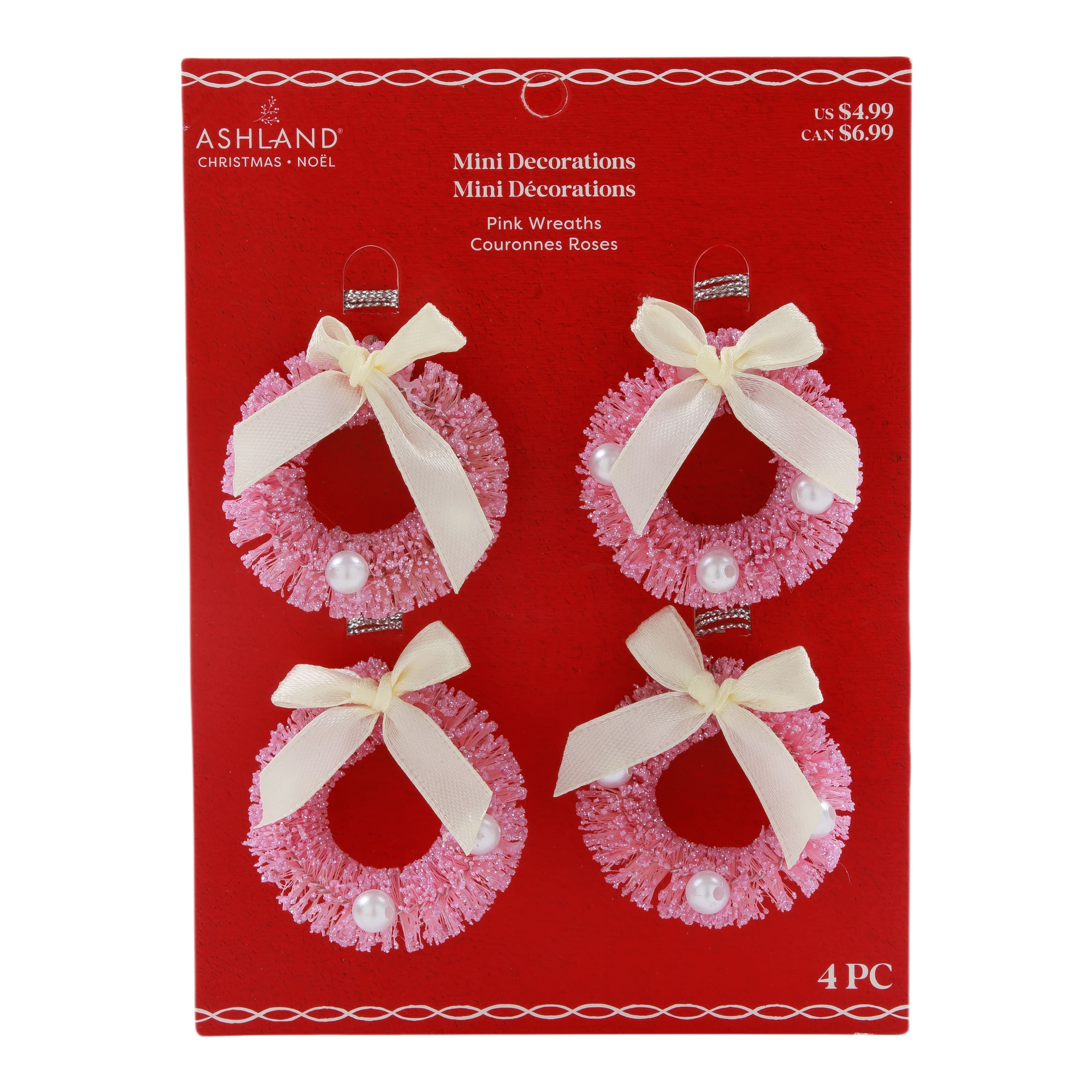 Mini Pink Wreath Decorations, 4ct. by Ashland&#xAE;