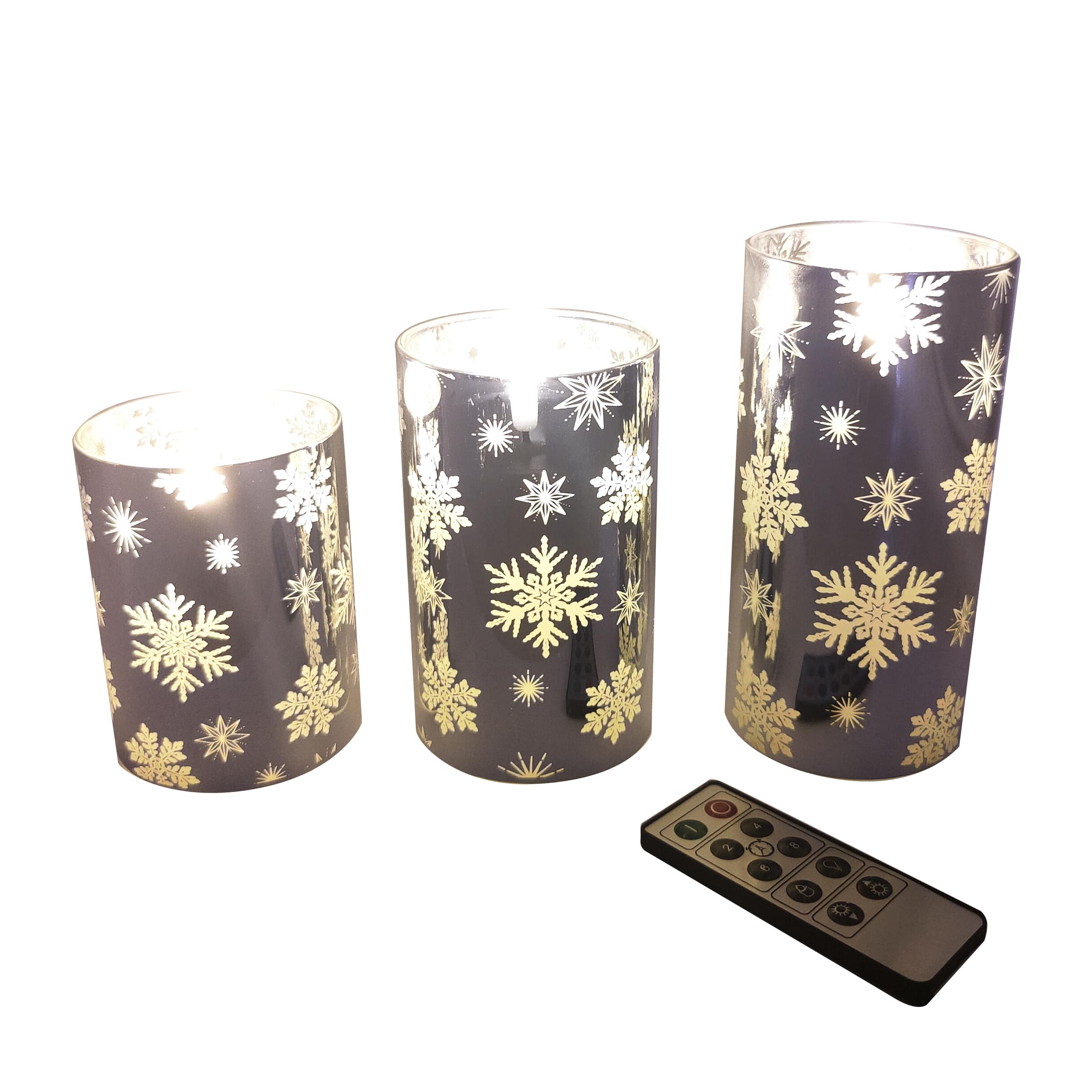 Snowflake LED Glass Wax Candle Set by Ashland&#xAE;