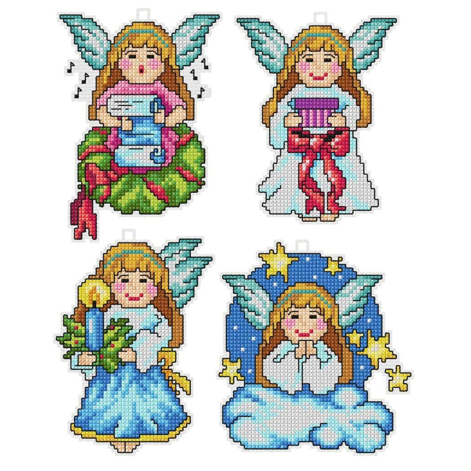 Orchidea Angels Set Plastic Canvas Plastic Canvas Counted Cross Stitch Kit