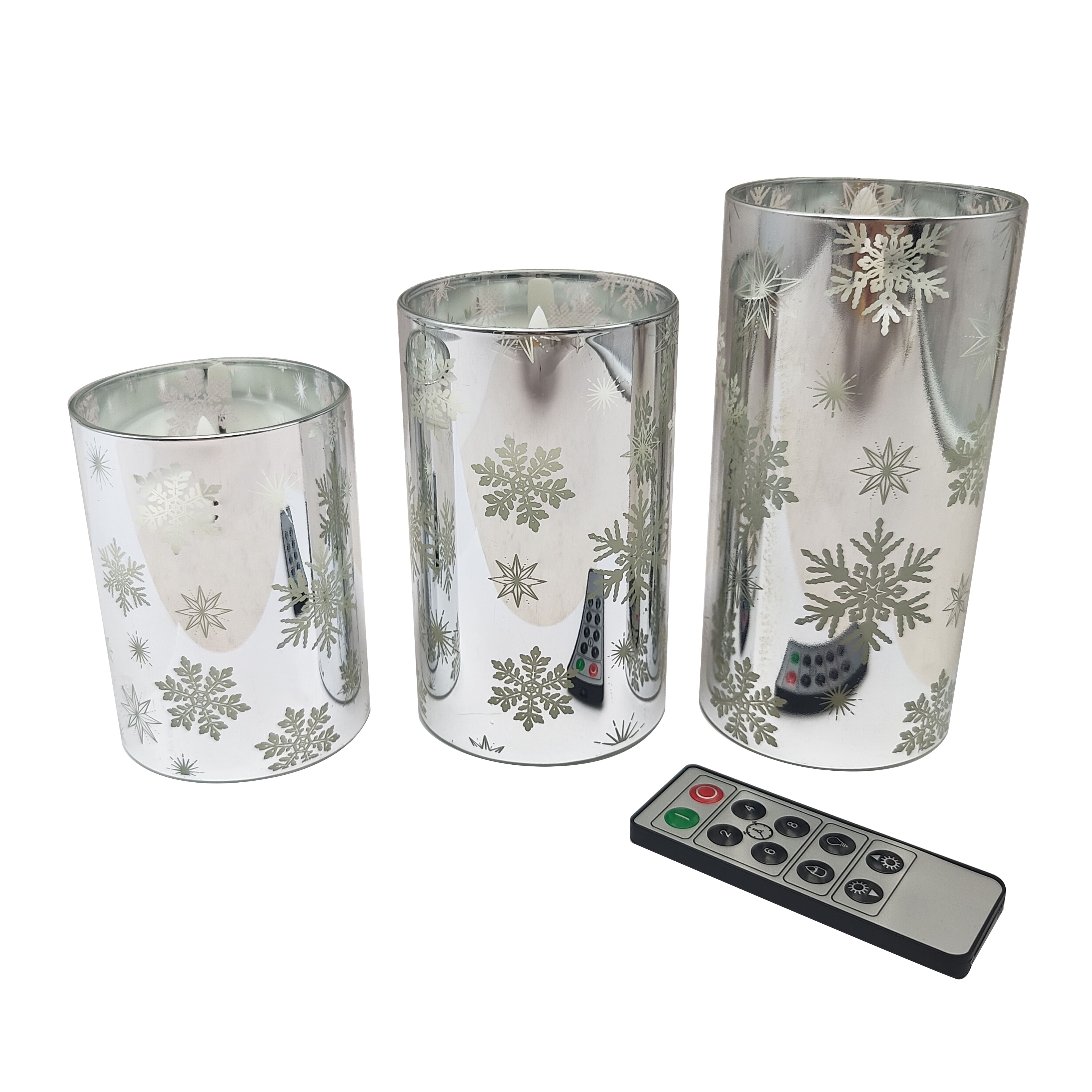 Snowflake LED Glass Wax Candle Set by Ashland&#xAE;