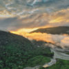 Sunrise over the Pinipini river in the Amazon.