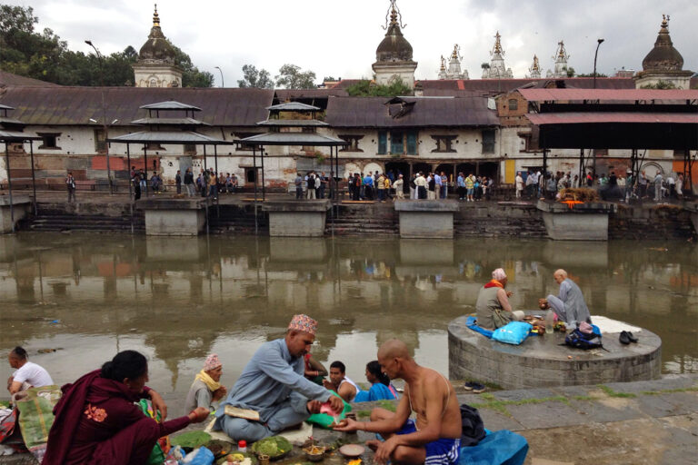 River Bagmati flowing through a religious site.