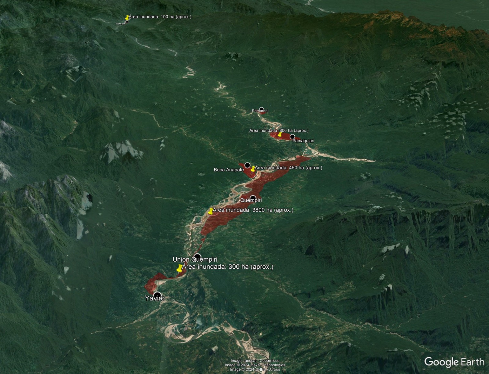 Map of flooding in the Ene