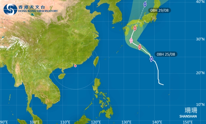 颱風珊珊｜路徑圖、風力預測及天文台最新消息