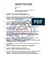 Questionnaires For PROFESSIONAL DRIVER'S LICENSE APPLICANTS (LIGHT VEHICLES) PDF