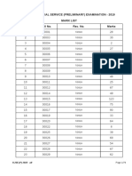 Kerala Judicial Service (Preliminary) Examination - 2019 Mark List