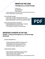 Important Elements in The Case: SIEMENS: Training and Development As A Growth Strategy