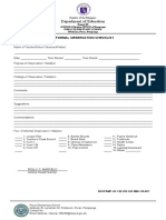 Department of Education: Informal Observation Checklist