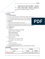 Lesson Plan For Tutoring - Grade 3 Unit 1: Welcome - Lesson 2: About Us