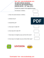 CBSE Class 3 Mathematics Worksheet (41) - Division